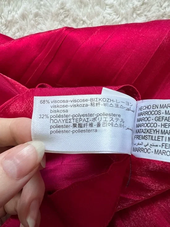 Zara NEW Crinkle Satin Blazer and Wide Leg Trousers SET Fuchsia Pink XS Shiny - Picture 10 of 15